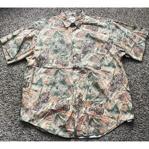 Arrow River Brand Shirt Mens XL Map Vechicle Print Made In USA Vintage